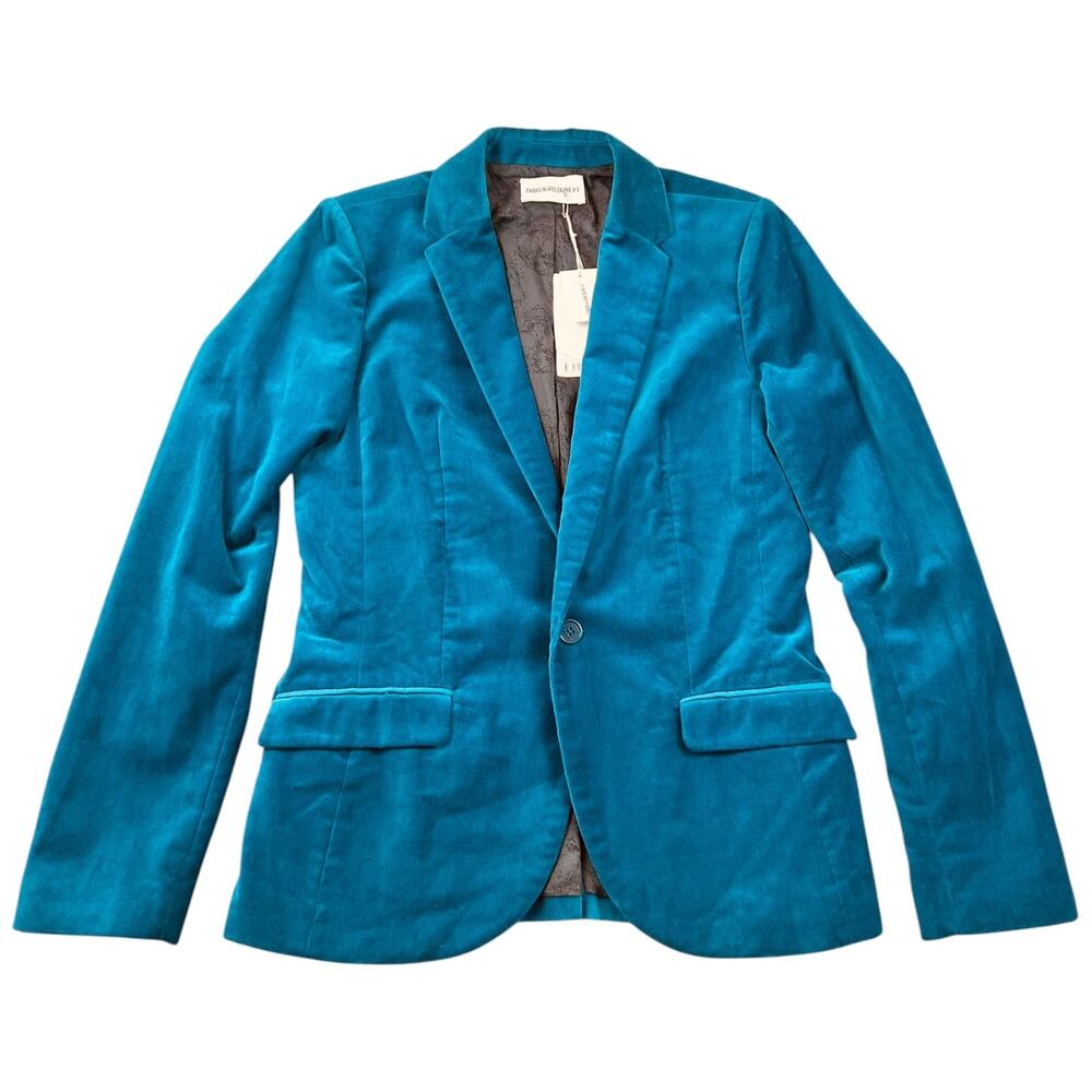 NWT Zadig & Voltaire #1 Vero Blue Velvet Blazer Jacket Size FR 40 US Medium